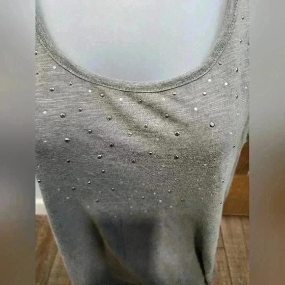 Maurices Tank Top Womens XL Grey Lace Back Rhinestones Bling - Picture 2 of 8